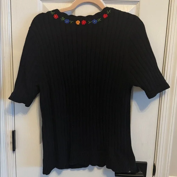 Sezane Ilena Short Sleeve Floral Embroidered Cardigan Sz XXXL - Picture 4 of 5